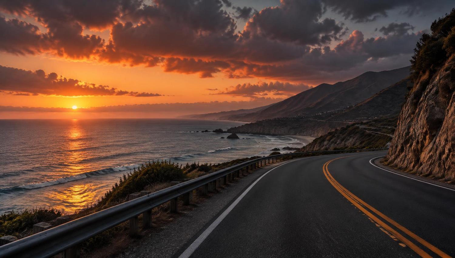 Toyota 4Runner heading toward the Santa Monica Mountains at dusk